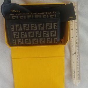 Fendi zucca brio brown leather wallet in box moro